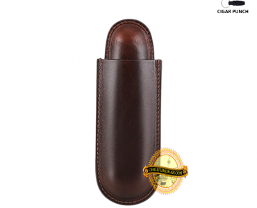 CLASSIC LEATHER CIGAR CASE - COFFEE BROWN - SINGLE