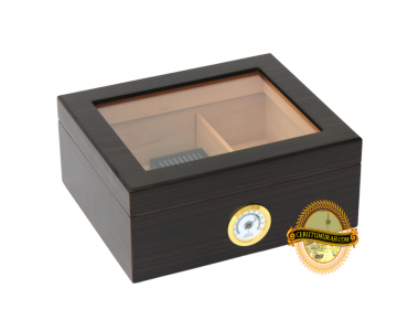 THE ELEGANT GLASSTOP HUMIDOR 50CT DARK BROWN