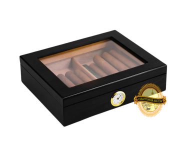 THE TRAVELER GLASSTOP HUMIDOR BLACK 20CT